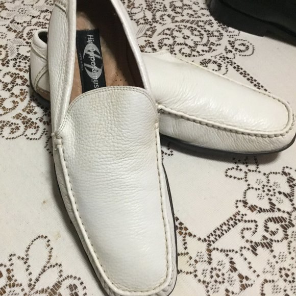 Men's HIPOPPOTAMUS White Leather Loafers Miami Vice Crockett Cool 10 D - Picture 1 of 11